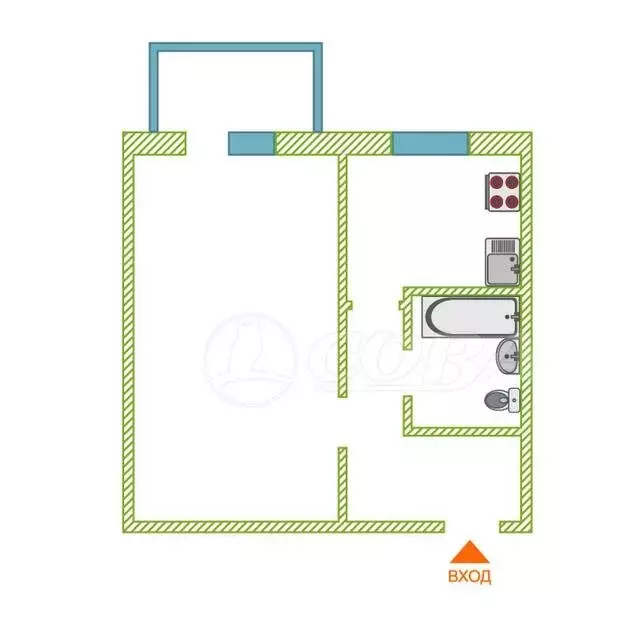 1-комнатная квартира: Махачкала, улица Абдулхакима Исмаилова, 6В (35 ... - Фото 1