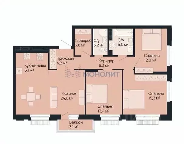 3-к кв. Нижегородская область, Нижний Новгород ул. Белинского, 35 ... - Фото 1