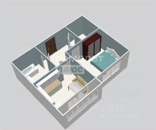 Квартира, 1 комната, 35.51 м - Фото 1