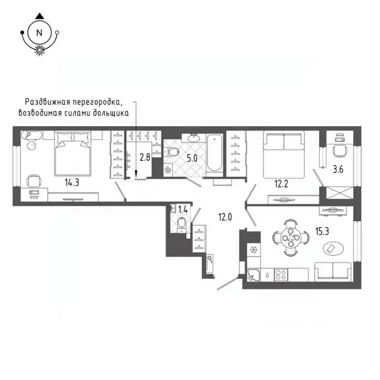 2-к кв. Санкт-Петербург бул. Измайловский, 9 (64.6 м) - Фото 0