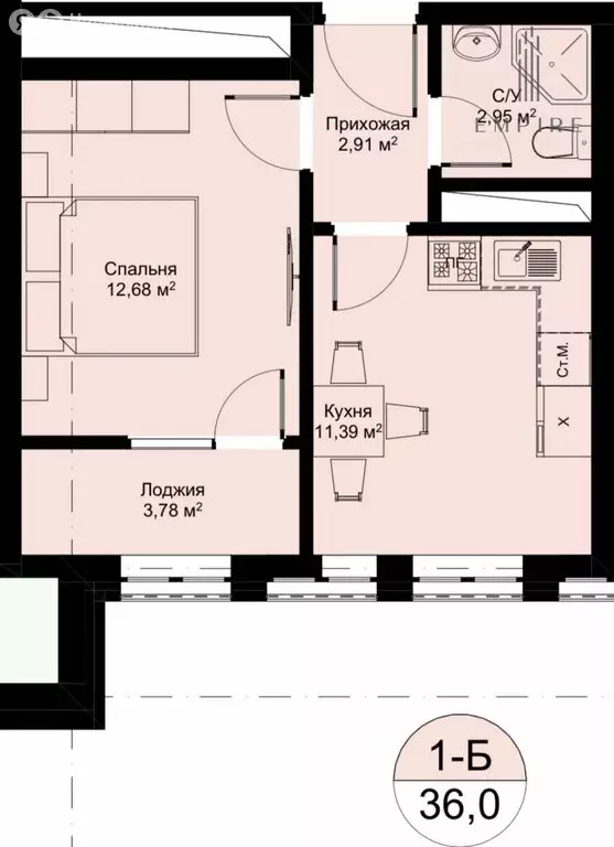 1-комнатная квартира: Грозный, улица 8 Марта, 6/78 (36 м) - Фото 2