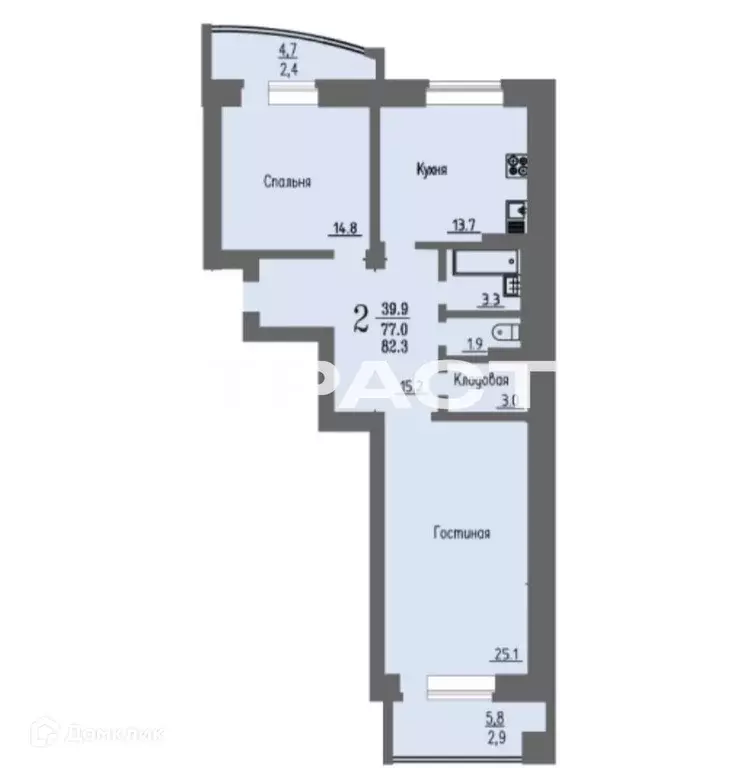 Продаётся 2-к квартира, 82.5 м - Фото 1