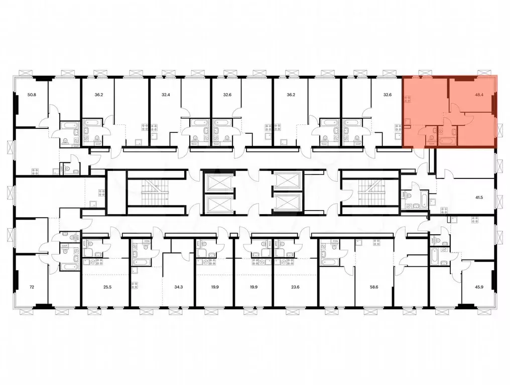 2-к. квартира, 47,8 м, 33/33 эт. - Фото 1