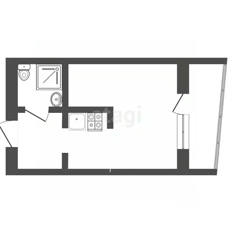 Студия Тюменская область, Тюмень Харьковская ул., 85а (24.6 м) - Фото 2