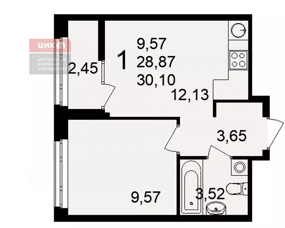 1-комнатная квартира: Рязань, Куйбышевское шоссе, 17 (30.1 м) - Фото 0