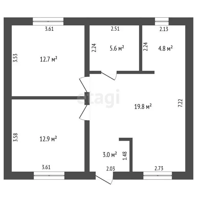 Дом в Тюмень, садовое товарищество Якорь, улица Радуга (62.2 м) - Фото 1