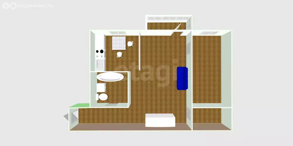 2-комнатная квартира: Южно-Сахалинск, улица Ленина, 283 (44 м) - Фото 1