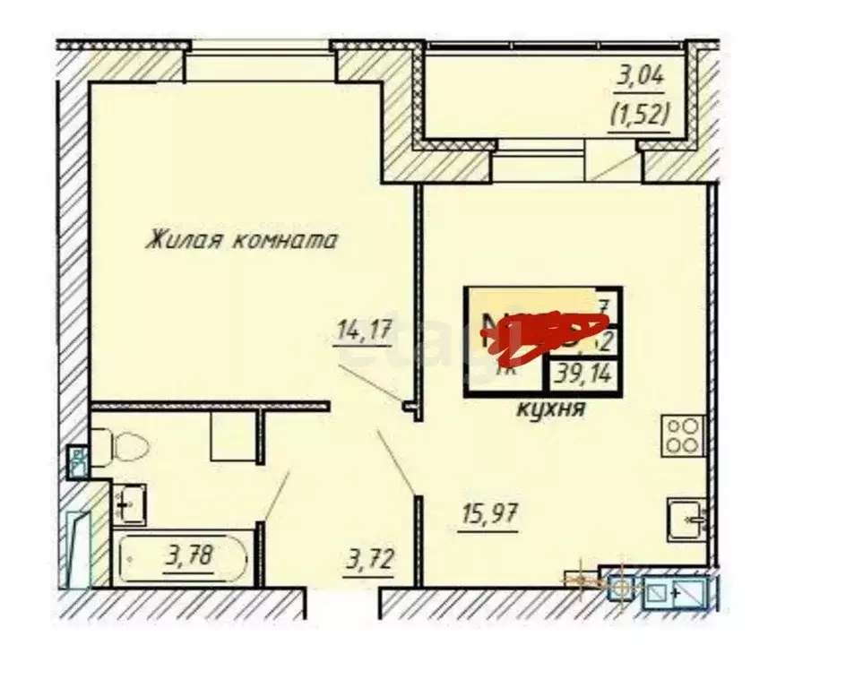 1-к кв. Татарстан, Лаишевский район, с. Сокуры ул. Березовая, 1 (39.14 ... - Фото 2