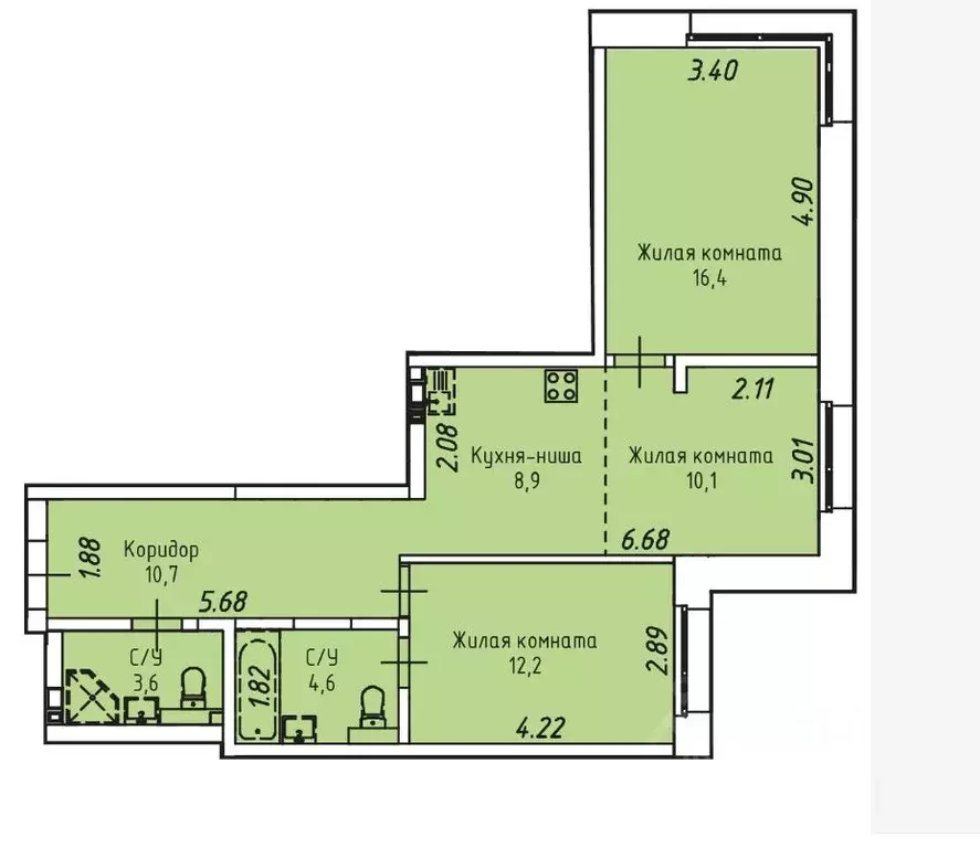 3-к кв. Иркутская область, Иркутск Култукская ул., 16 (66.5 м) - Фото 1