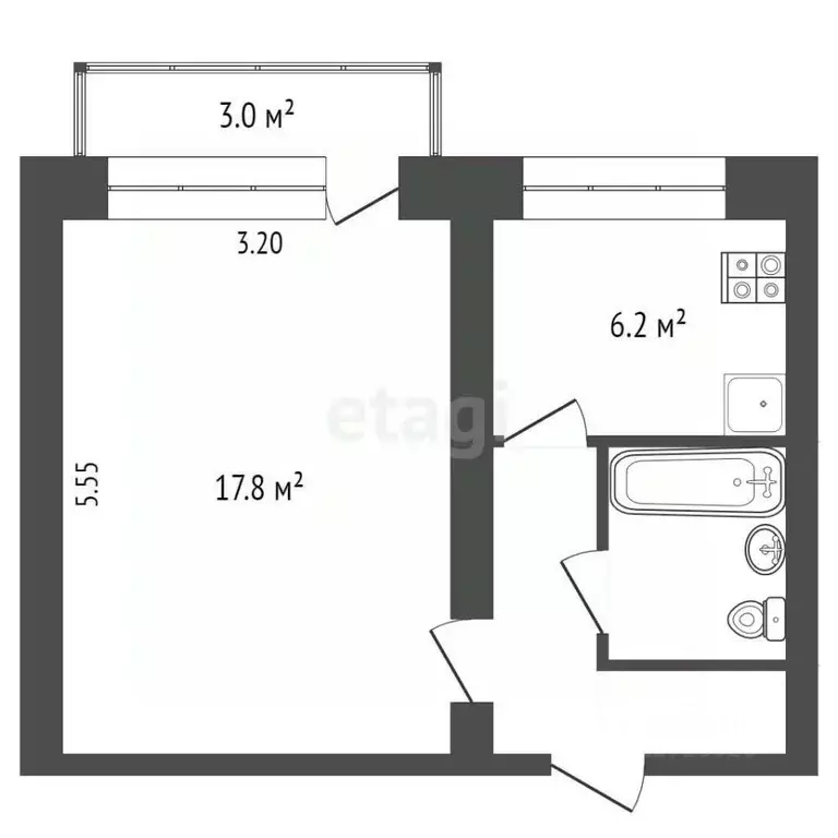 1-к кв. Калужская область, Калуга Анненки мкр, ул. Вишневского, 33 ... - Фото 2