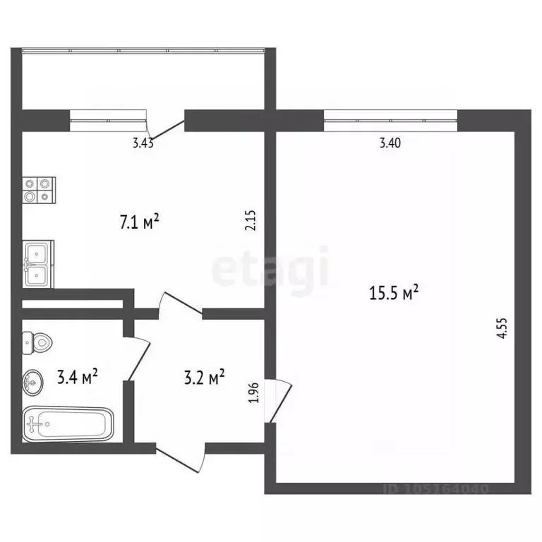 1-к кв. Крым, Щелкино Ленинский район, 2-й мкр, 48В (29.3 м) - Фото 2