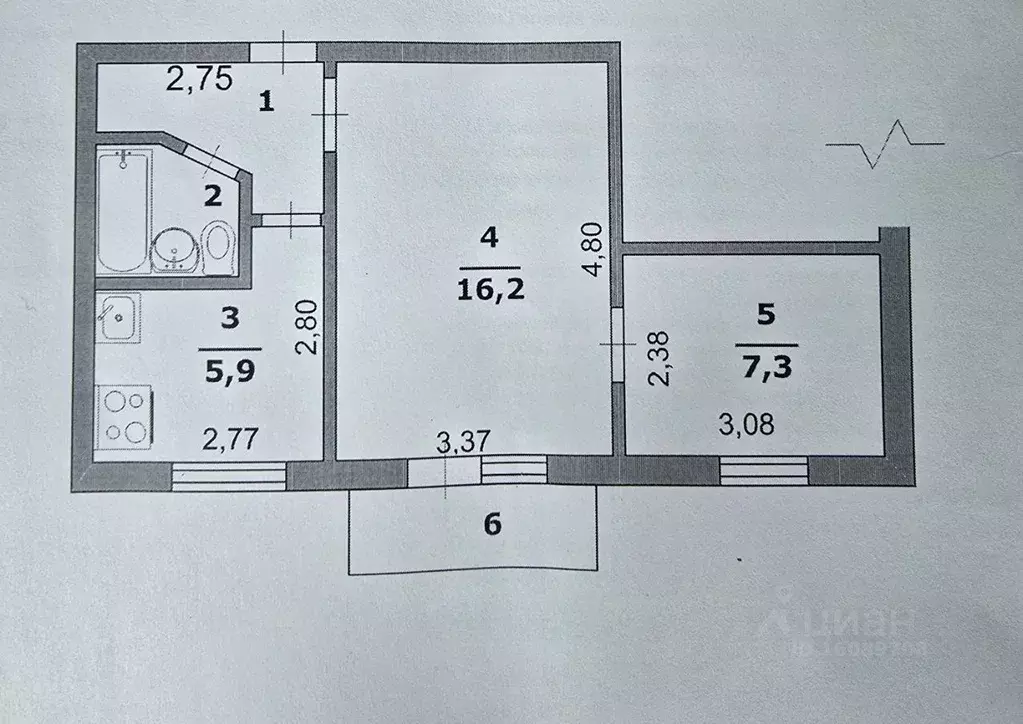 2-к кв. Белгородская область, Белгород ул. Ватутина, 2г (36.5 м) - Фото 2