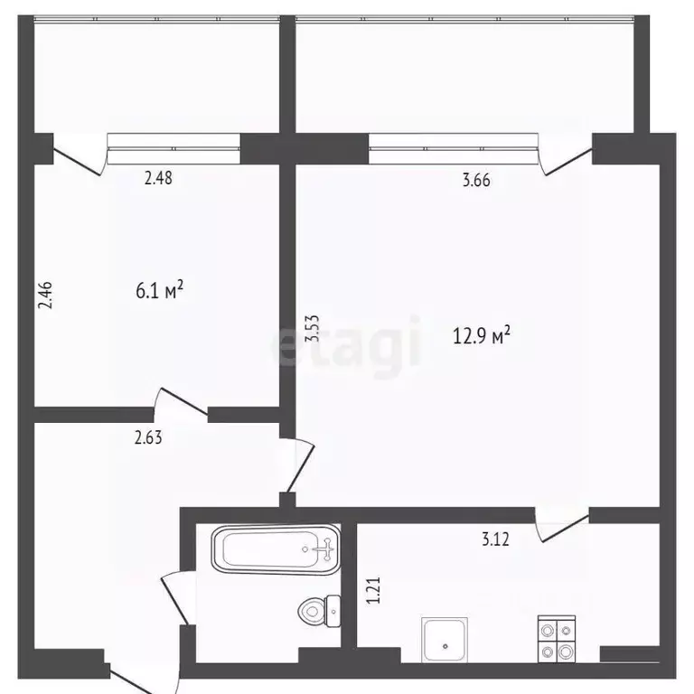 1-к кв. Тюменская область, Тюмень ул. Газовиков, 18 (30.0 м) - Фото 1