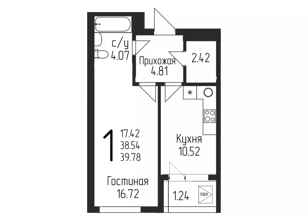 1-к кв. Башкортостан, Уфа ул. Бородинская, 19/1 (39.78 м) - Фото 0