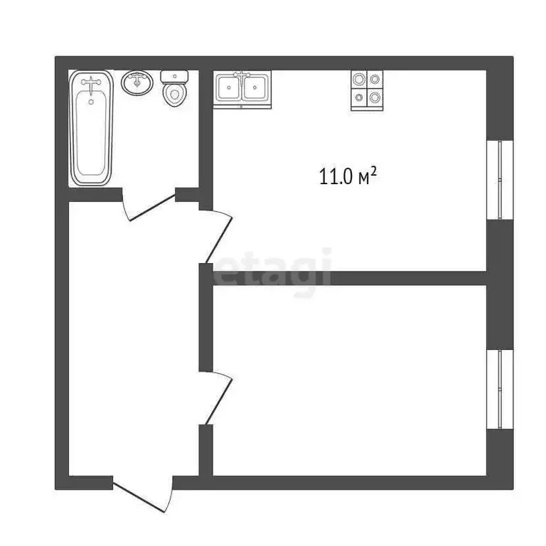 1-комнатная квартира: Заводоуковск, улица Энергетиков, 2Б (32.1 м) - Фото 1