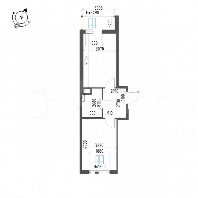 1-к. квартира, 43 м, 8/12 эт. - Фото 1