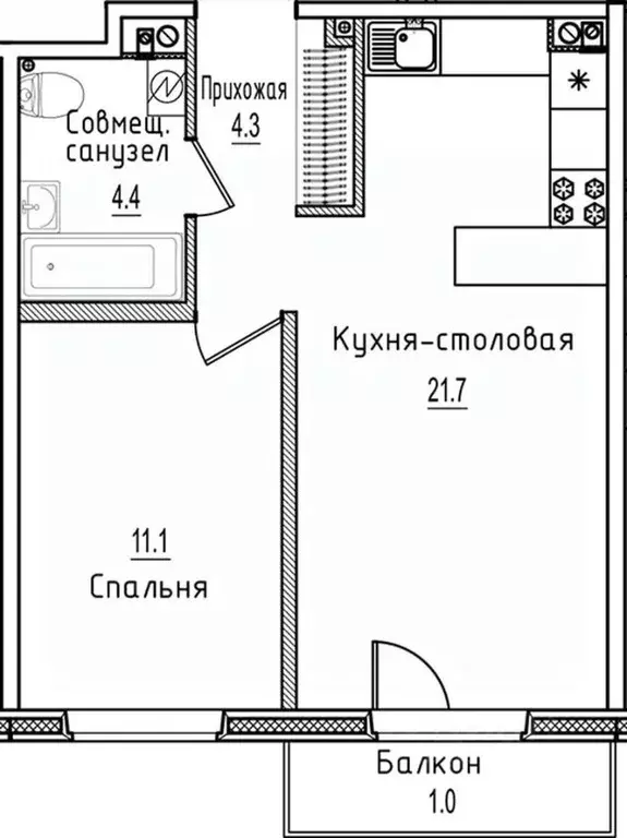 1-к кв. Новгородская область, Старая Русса ул. Чапаева, 2 (42.5 м) - Фото 1