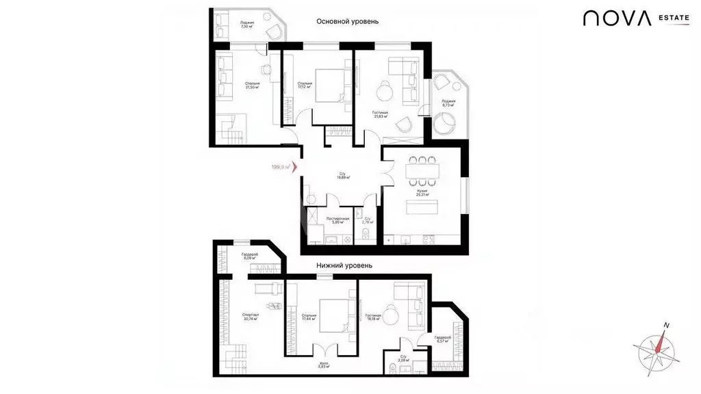 Квартира, 5 и более комнат, 199.9 м - Фото 1