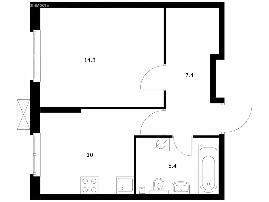 1-комнатная квартира: Москва, Муравская улица, 44к2 (37.1 м) - Фото 1