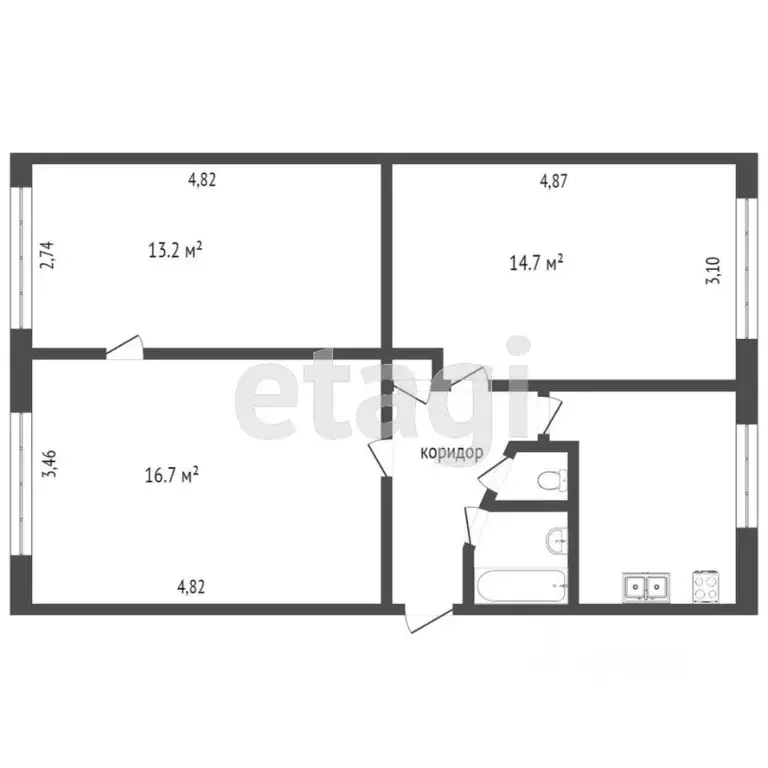 3-к кв. Ханты-Мансийский АО, Сургут ул. Пушкина, 19 (59.9 м) - Фото 0