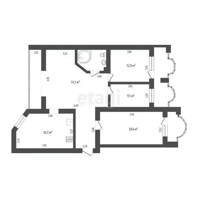 3-к кв. Тюменская область, Тюмень Орловская ул., 50 (101.6 м) - Фото 2