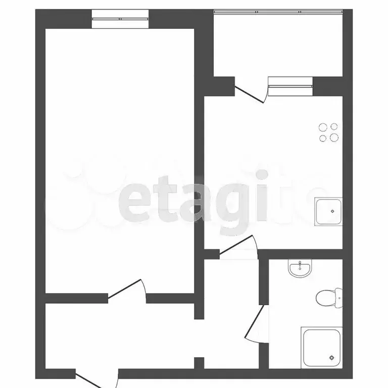 1-к. квартира, 32,2 м, 1/9 эт. - Фото 0