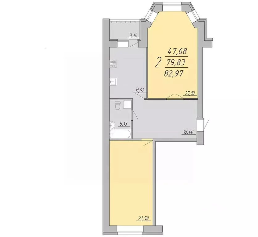 2-к кв. Тверская область, Тверь Озерная ул. (82.97 м) - Фото 0