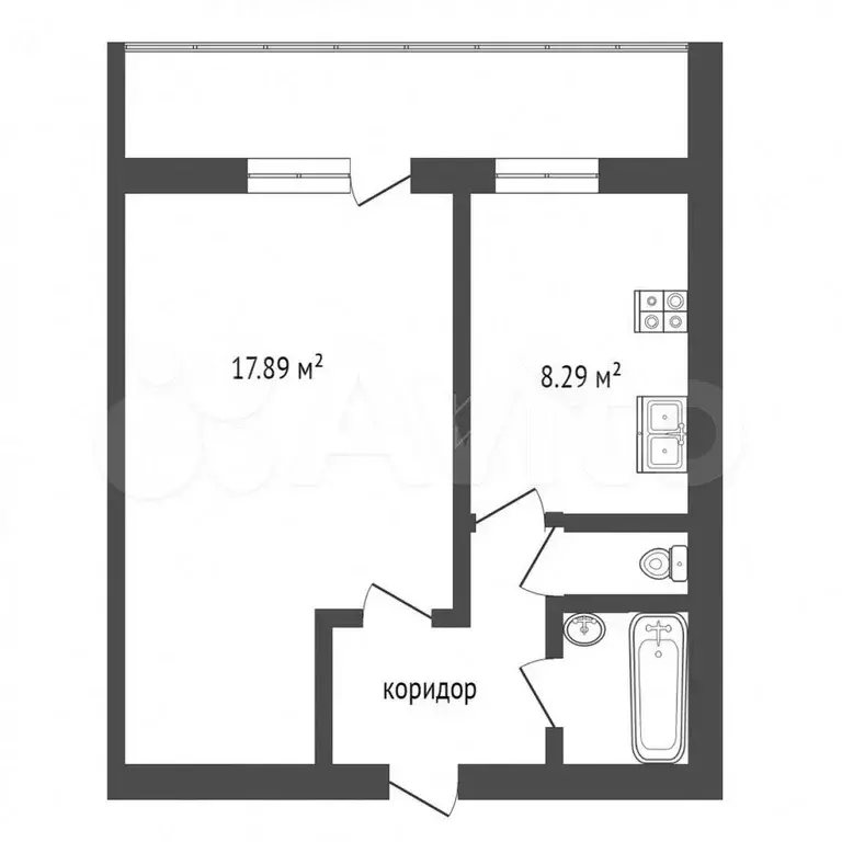 1-к. квартира, 38,8 м, 1/9 эт. - Фото 0