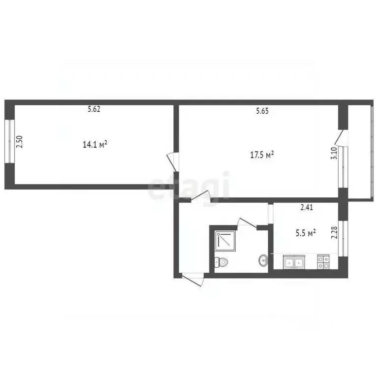 2-к кв. Ханты-Мансийский АО, Сургут ул. Энергетиков, 15 (44.2 м) - Фото 1