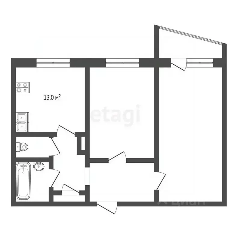 2-к кв. Тюменская область, Тюмень Восточный мкр, ул. Моторостроителей, ... - Фото 2