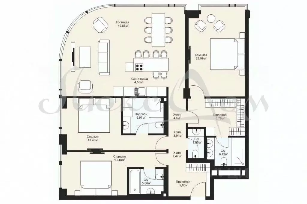 4-к кв. Москва ул. Братьев Фонченко, 1к5 (152.2 м) - Фото 2