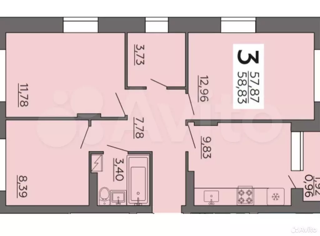 2-к. квартира, 60 м, 13/18 эт. - Фото 0