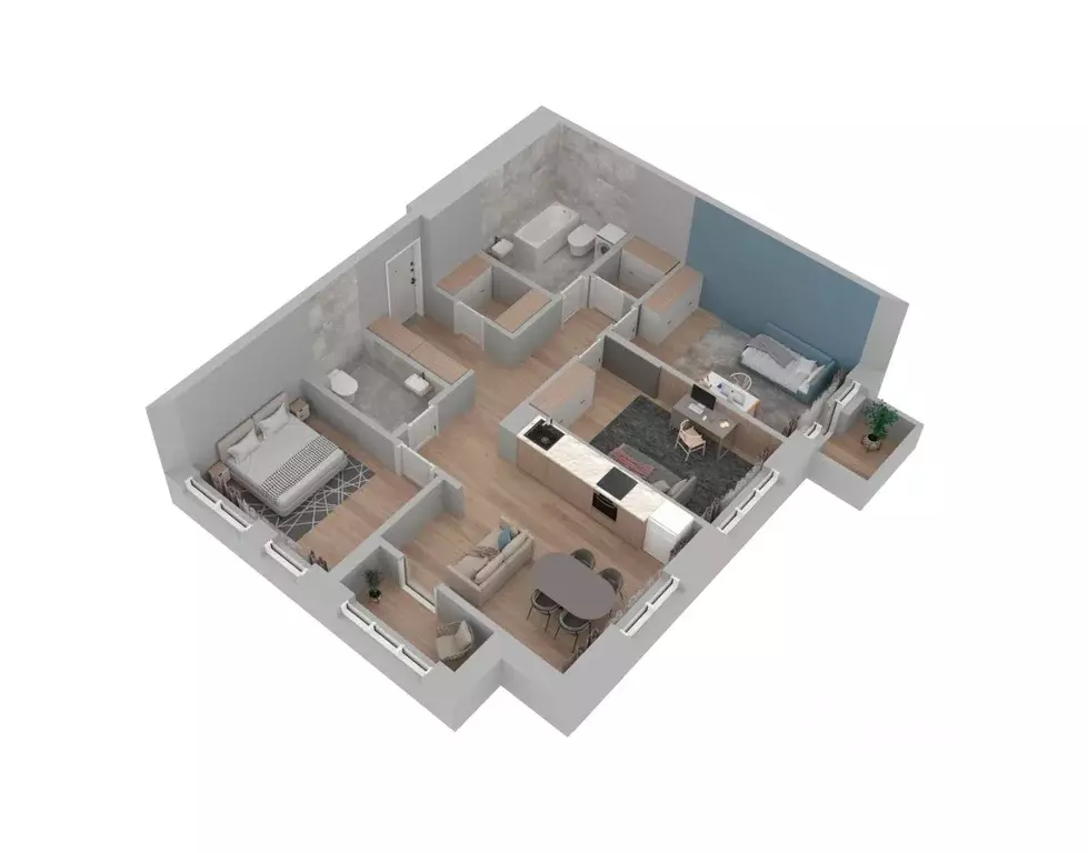 3-к кв. Башкортостан, Уфа Бионика Парк жилой комплекс, 3 (93.6 м) - Фото 2