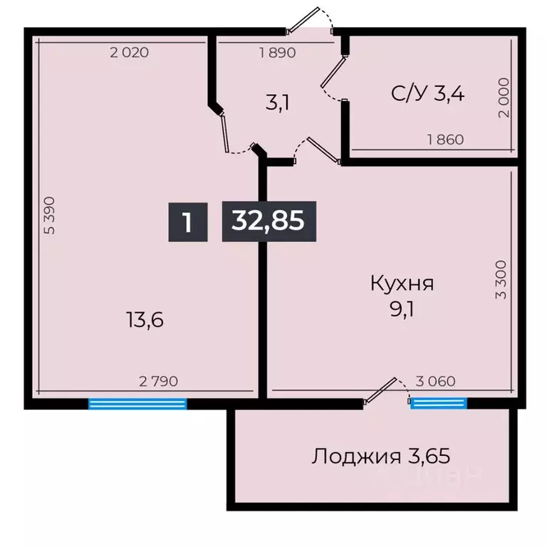 1-к кв. Ставропольский край, Ставрополь ул. Южный обход, 53В (32.85 м) - Фото 0