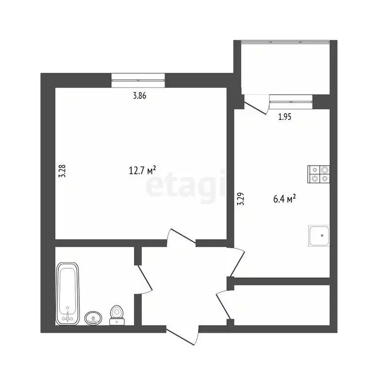 1-комнатная квартира: Тюмень, улица Газовиков, 28А (36.2 м) - Фото 1