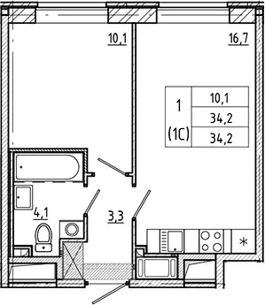 Продаётся 1-к квартира, 34.2 м - Фото 1