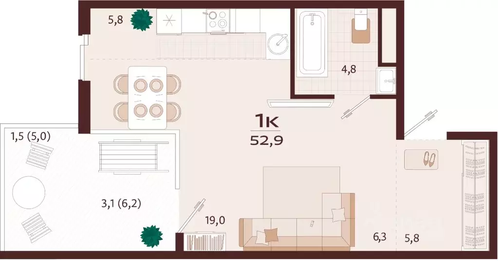 1-к кв. Крым, Ялта ул. Спендиарова, 5 (52.9 м) - Фото 1