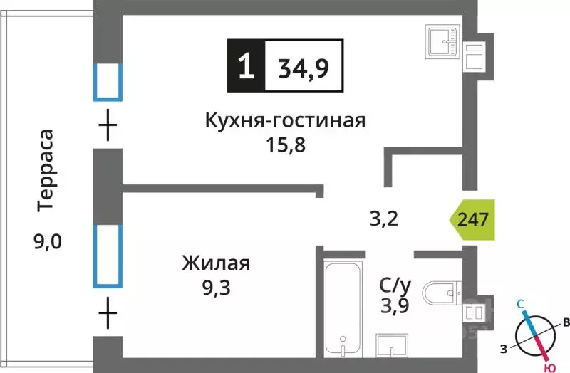 1-к кв. Московская область, Красногорск Опалиха мкр, Никольский ... - Фото 1