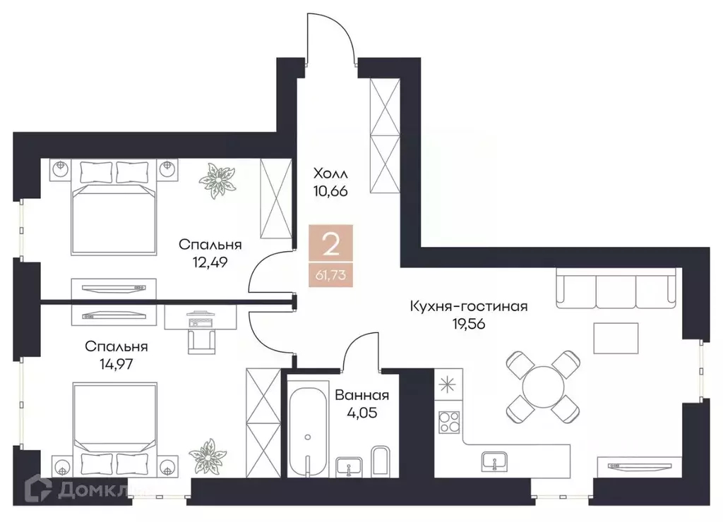 2-к кв. Рязанская область, Рязанский район, Полянское с/пос, с. Поляны ... - Фото 1