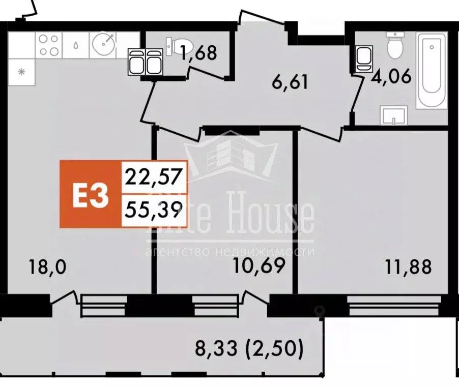 2-к кв. Калужская область, Калуга Первый на Правом жилой комплекс, 3 ... - Фото 2