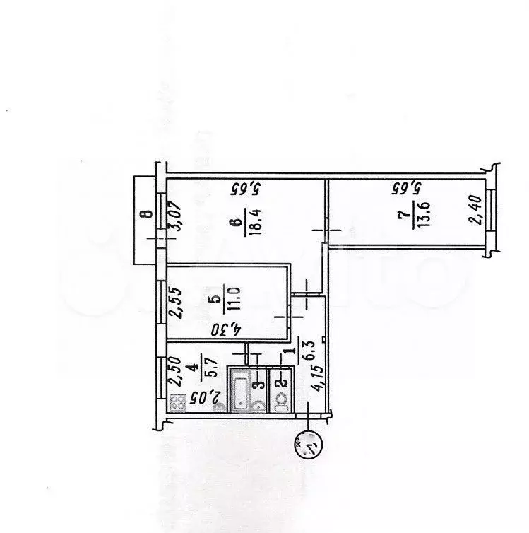 3-к. квартира, 58,4 м, 3/5 эт. - Фото 0