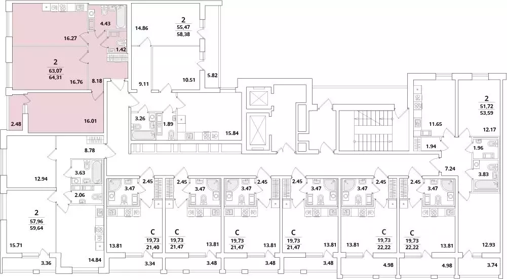 2-к кв. Санкт-Петербург Кубинская ул., 82к3с1 (64.6 м) - Фото 1