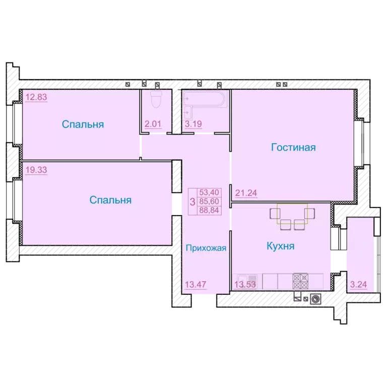 Продаётся 3-к квартира, 88.84 м - Фото 0