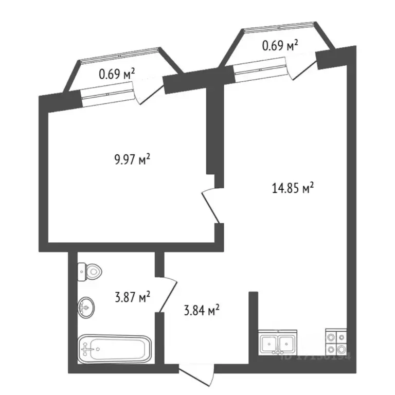 1-к кв. Тюменская область, Тюмень ул. Фармана Салманова, 3 (34.0 м) - Фото 2