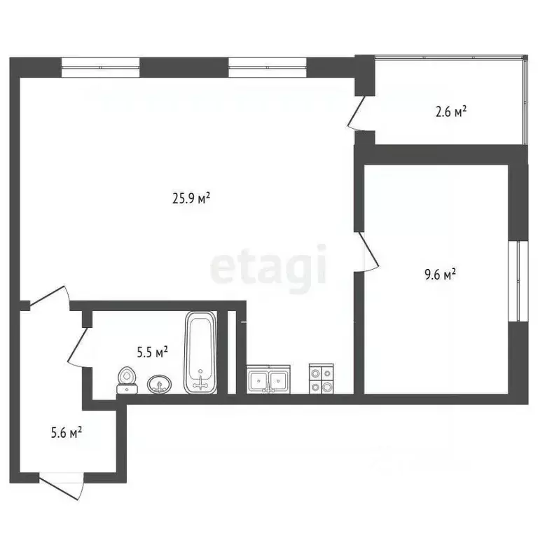 2-к кв. Саха (Якутия), Якутск ул. Билибина, 19/8 (42.6 м) - Фото 2