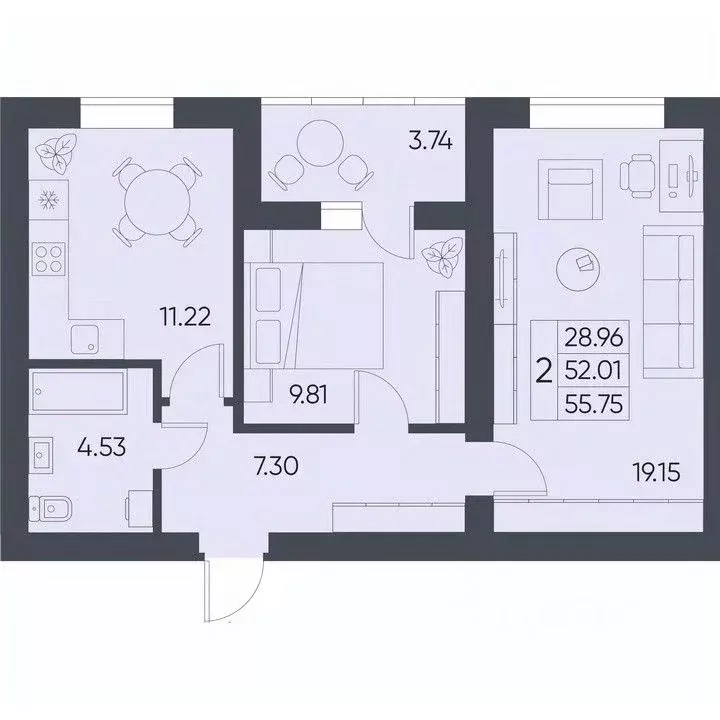 2-к кв. Саратовская область, Татищево рп ул. Михайловская, 13 (55.75 ... - Фото 0