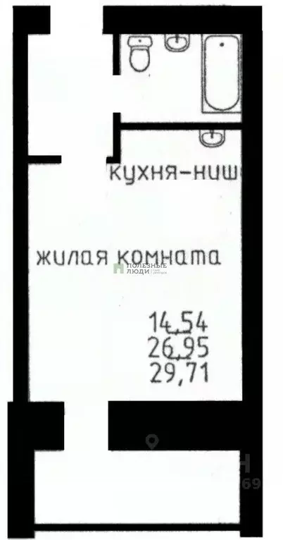 Студия Амурская область, Благовещенск Загородная ул., 17 (29.9 м) - Фото 1