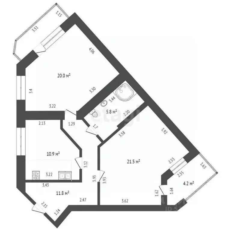 2-к кв. Ростовская область, Ростов-на-Дону ул. Малиновского, 74/68 ... - Фото 2