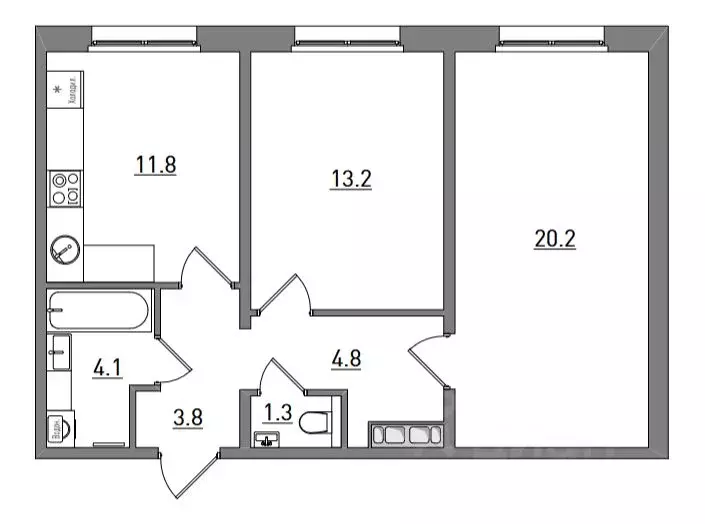 2-к кв. Кировская область, Киров ул. Чистопрудненская, 13А (59.2 м) - Фото 1