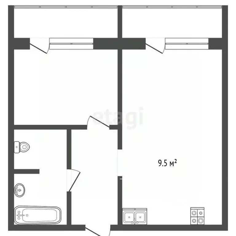1-к кв. Тюменская область, Тюмень ул. Валентины Трофимовой, 6 (38.0 м) - Фото 2